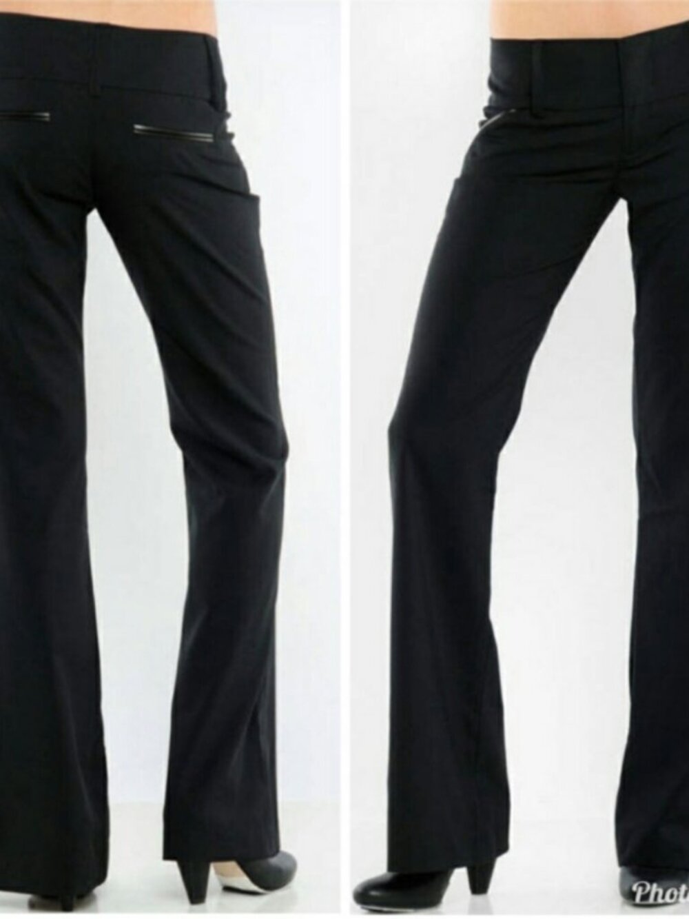 Alice + Olivia Faux Leather Trim Black Wool Trousers Black Size 4